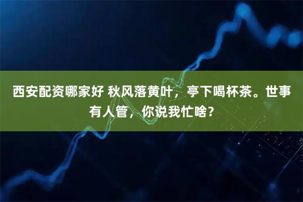 西安配资哪家好 秋风落黄叶，亭下喝杯茶。世事有人管，你说我忙啥？